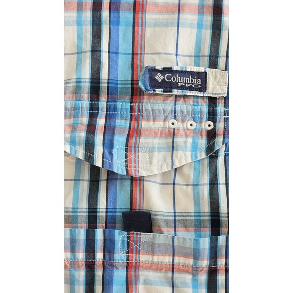 Columbia Men PFG Super Bonehead Multicolor Plaid Short Sleeve Camp Shirt Size XL - Picture 4 of 11